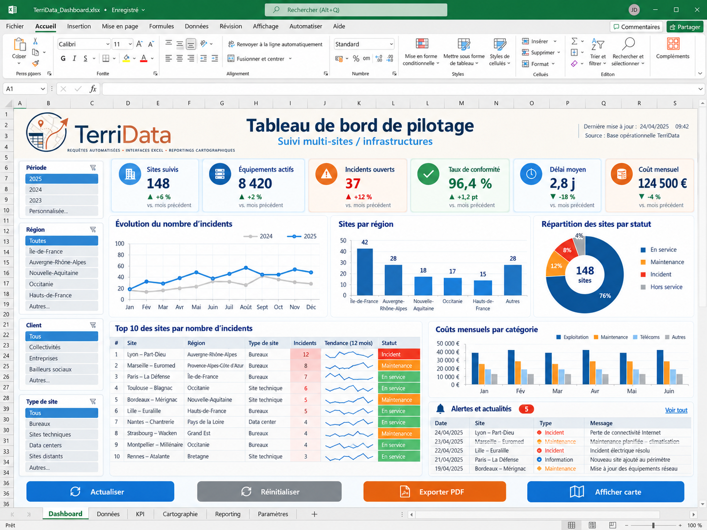 Tableau de bord de pilotage territorial